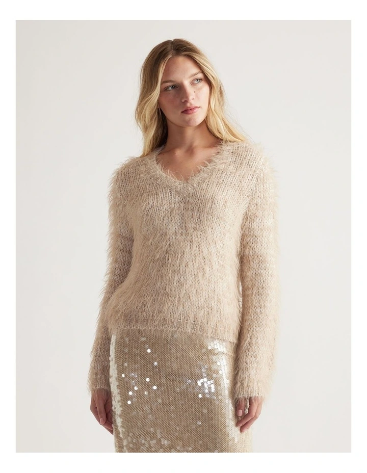 Mai Fluffy V Neck Knit Jumper image 3