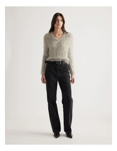 Mai Fluffy V Neck Knit Jumper