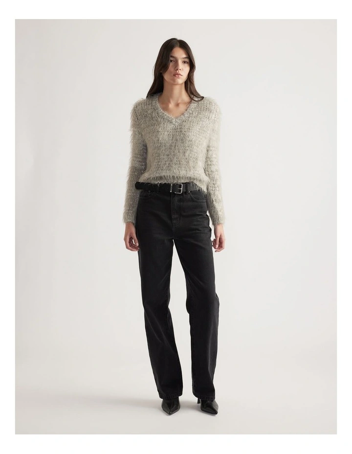Mai Fluffy V Neck Knit Jumper image 1