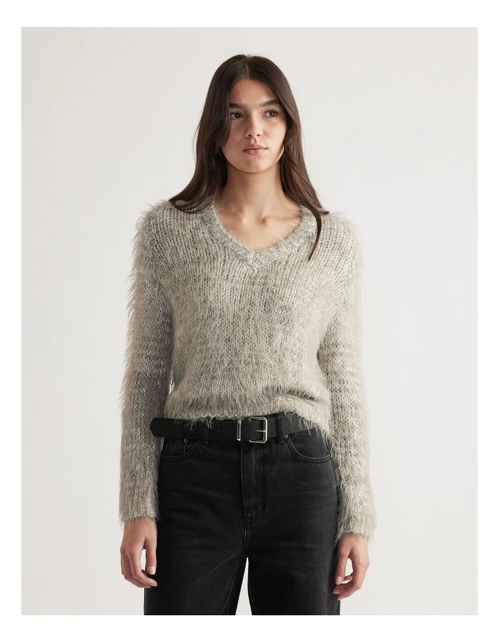 Mai Fluffy V Neck Knit Jumper image 3