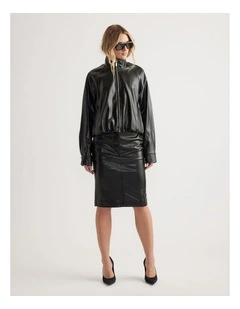 Ari Faux Leather Bomber Jacket