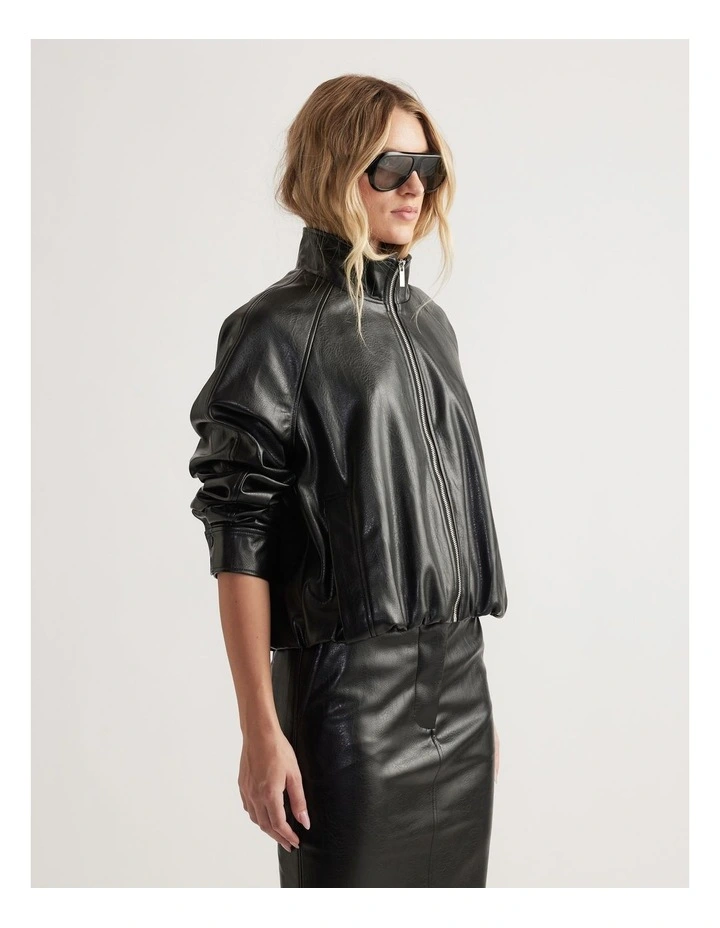 Ari Faux Leather Bomber Jacket image 3