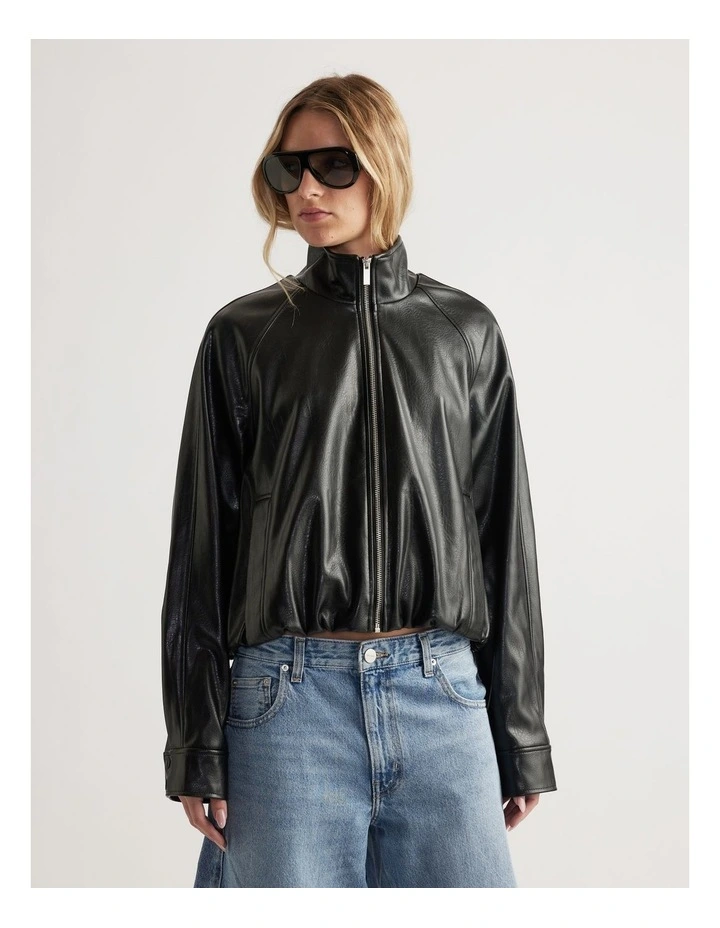 Ari Faux Leather Bomber Jacket image 6