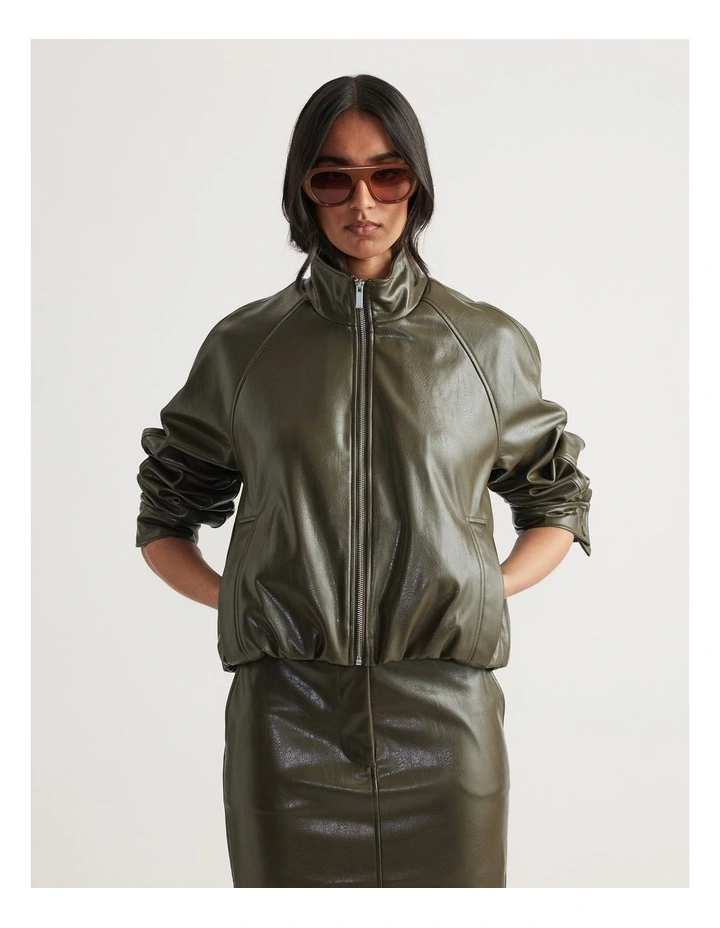 Ari Faux Leather Bomber Jacket image 3