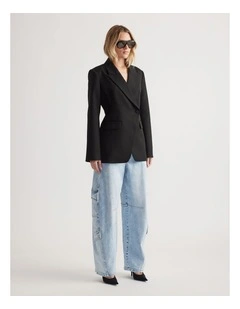 Alexa Cargo Barrel Jean in East Coast Blue