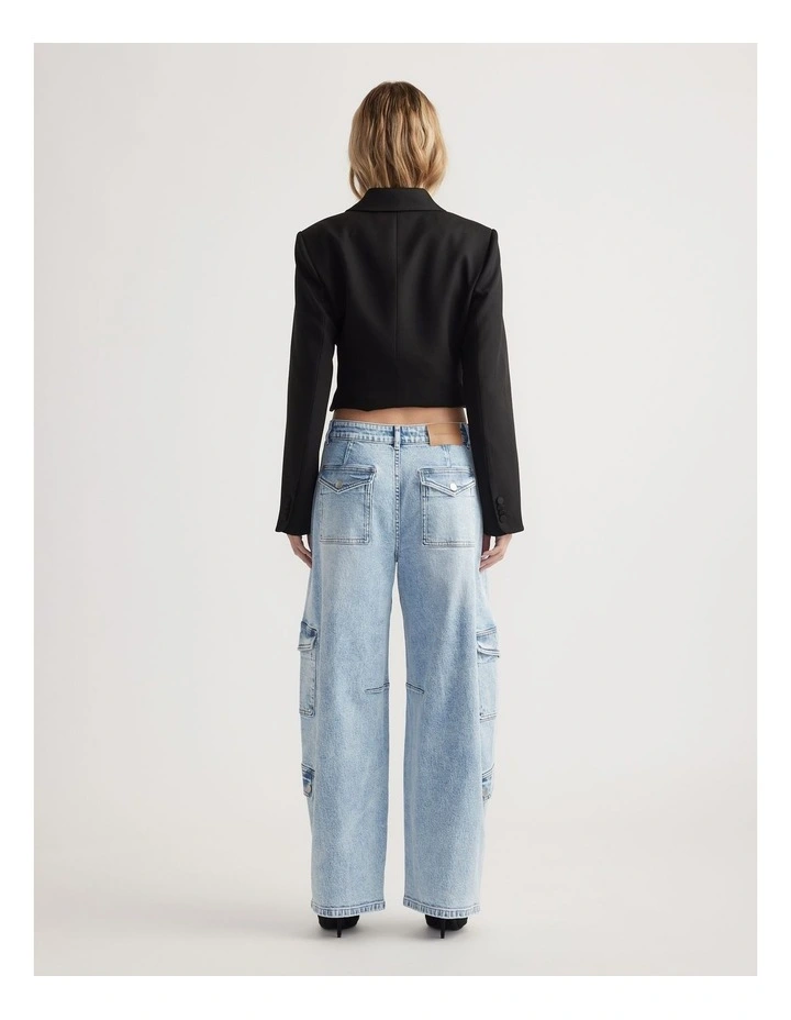 Alexa Cargo Barrel Jean in East Coast Blue image 2