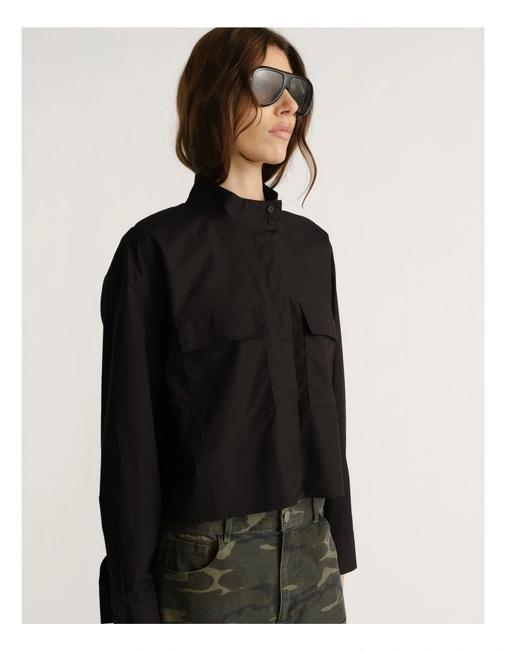 D-Luxe Utility Shirt in Black image 3