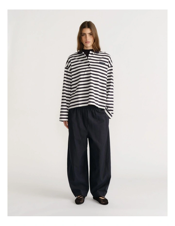 D-Luxe Stripe Polo in Navy and White image 1
