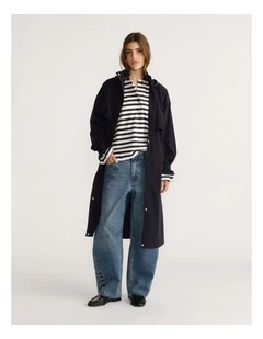 Spray Trench Coat in Navy