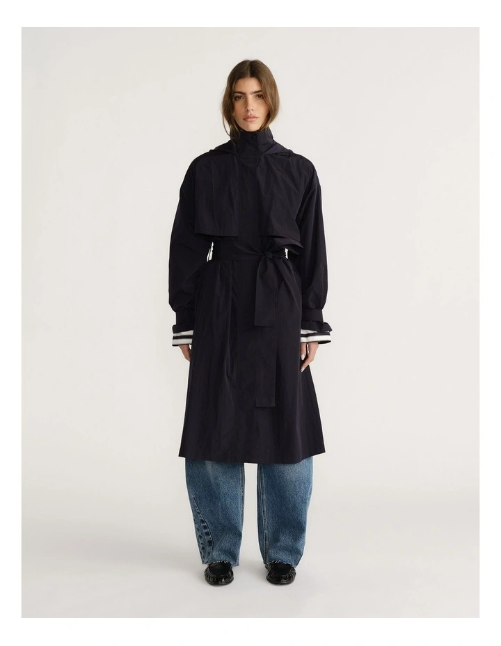 Spray Trench Coat in Navy image 3