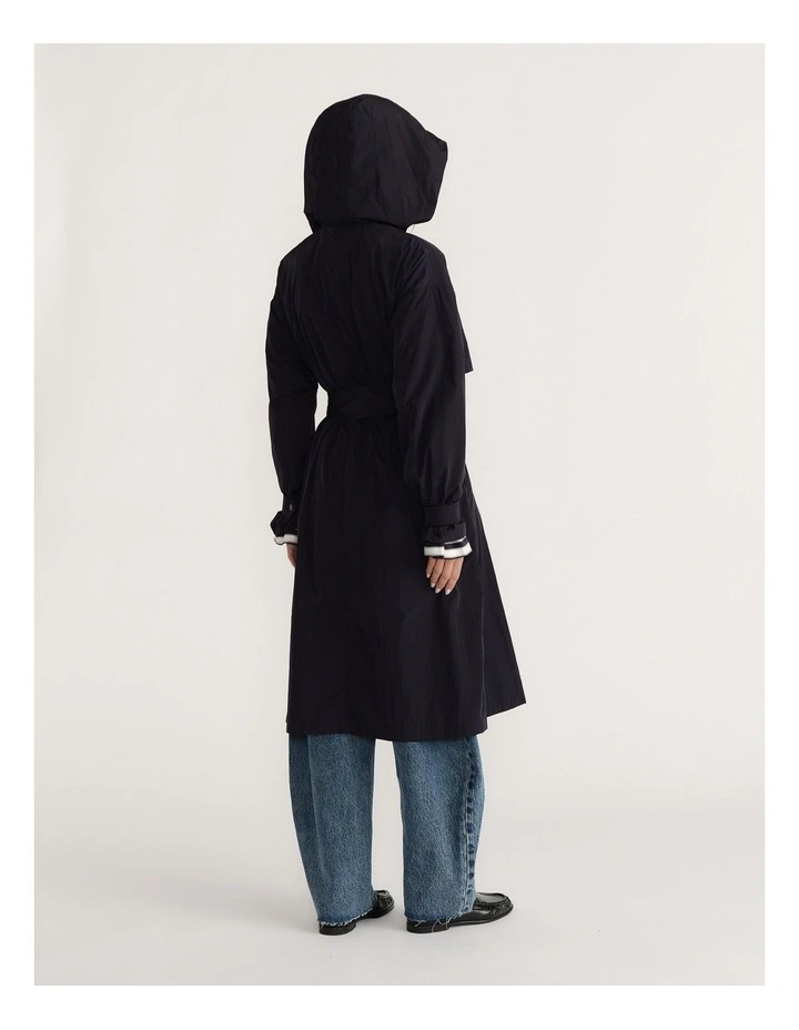 Spray Trench Coat in Navy image 4