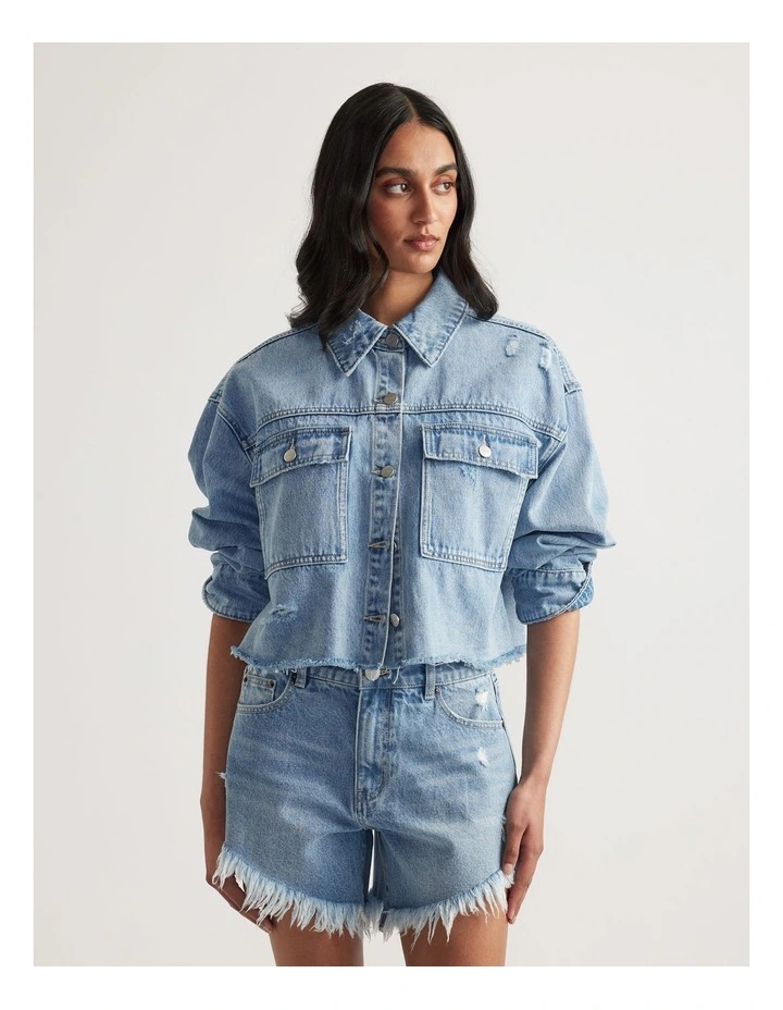 Brynn Cropped Denim Shirt image 4