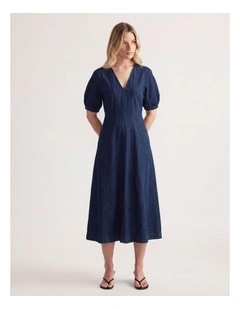 Drew Denim Panelled Midi Dress