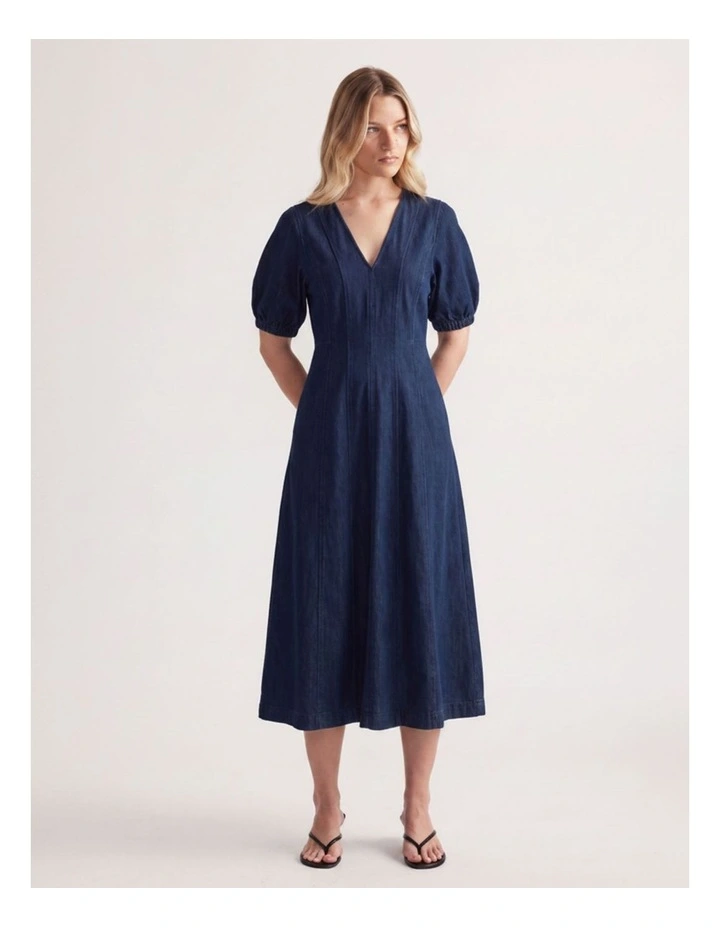 Drew Denim Panelled Midi Dress image 1