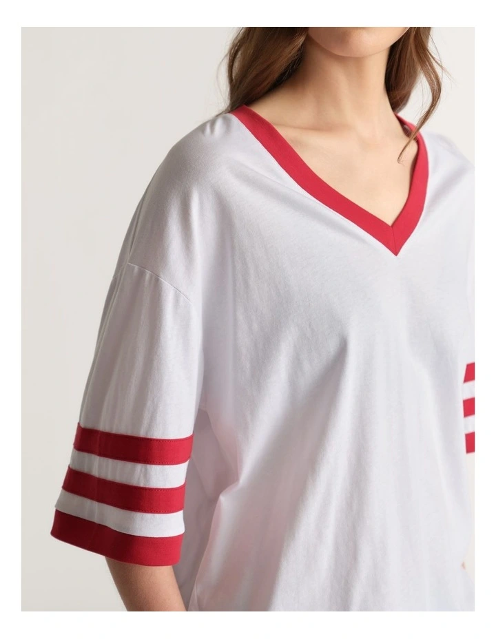 D-Luxe V Neck Stripe Tee image 3