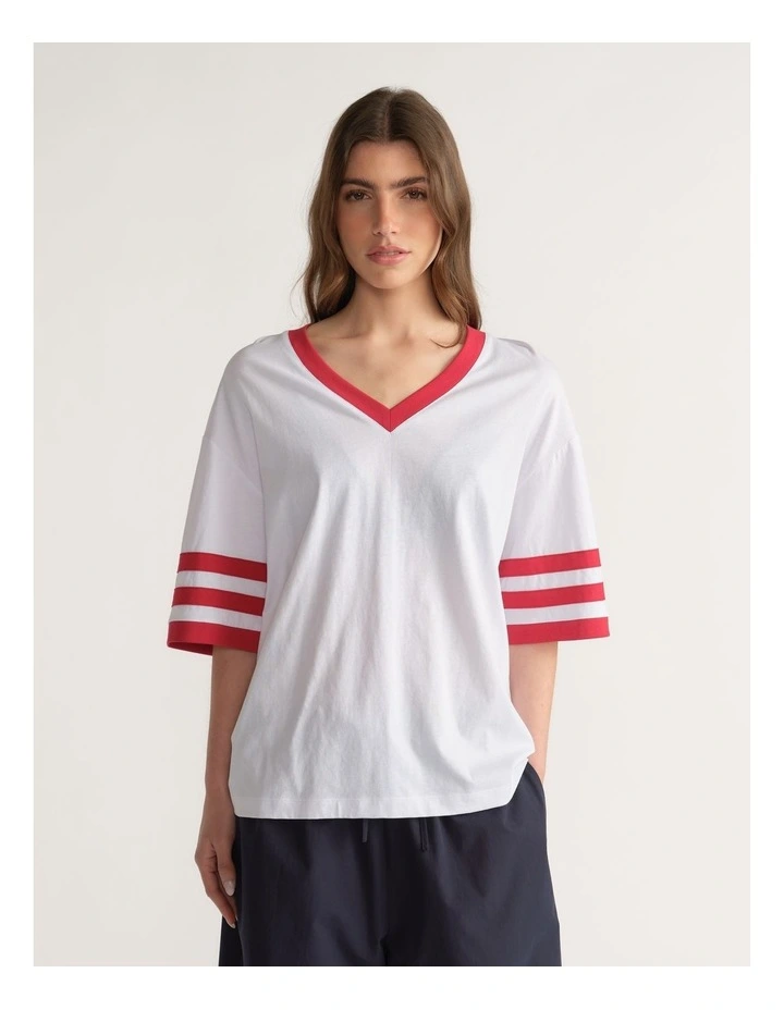 D-Luxe V Neck Stripe Tee image 4