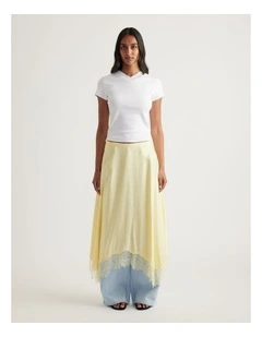 Sylvana Satin Lace Trim Skirt