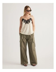Sabine Contrast Sequin Cami