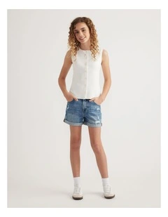 Girls Emma Cuff Denim Short