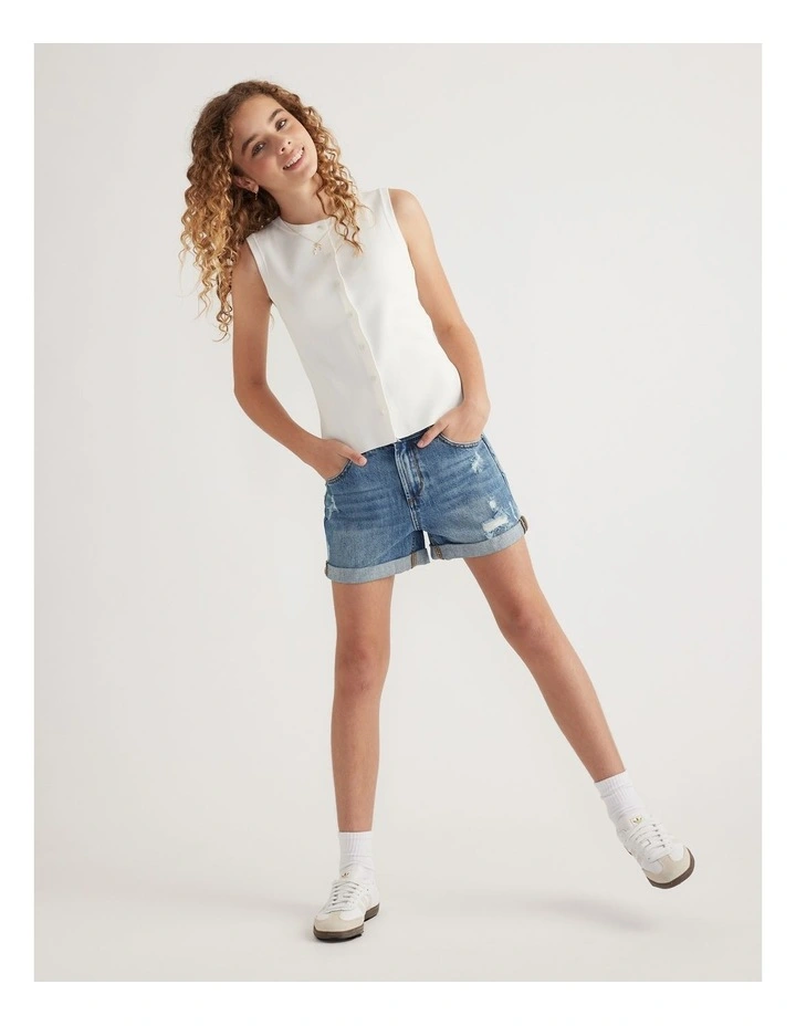 Girls Emma Cuff Denim Short image 4