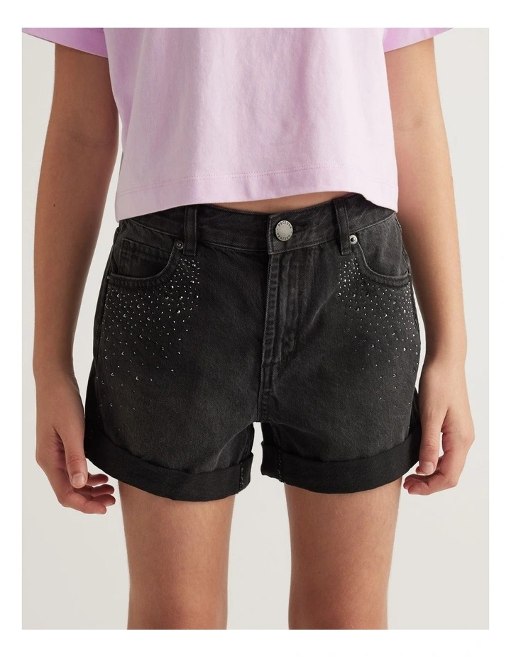 Girls Emma Crystal Denim Short image 4