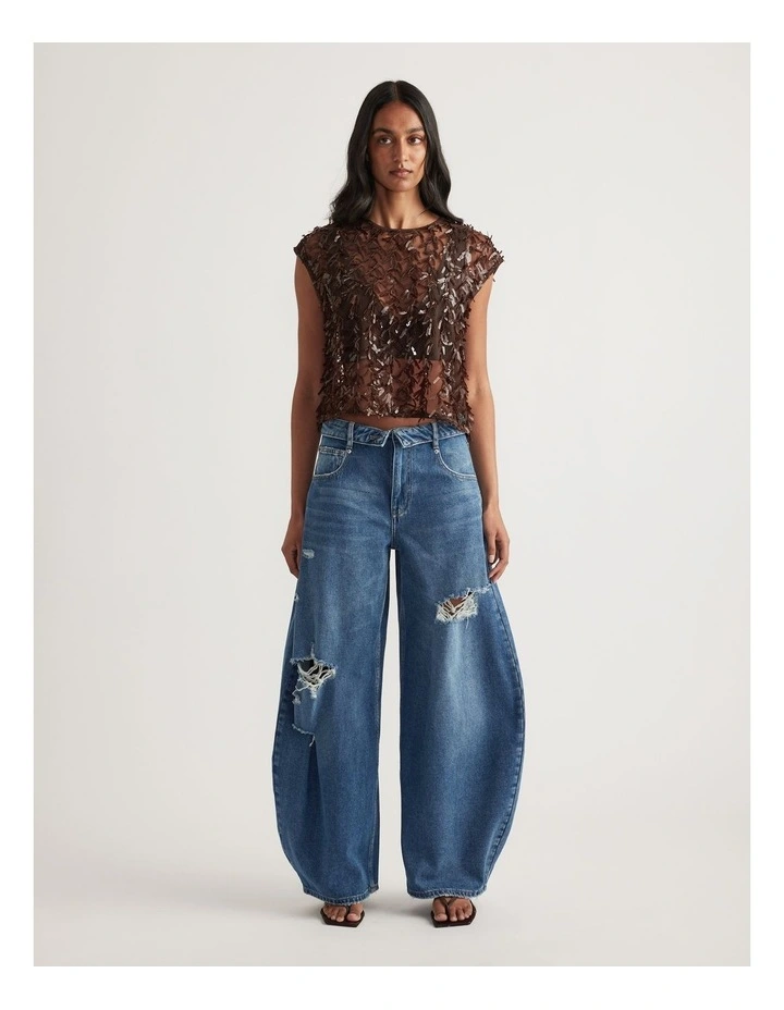 Indie Rolled Waist Ripped Jean image 1