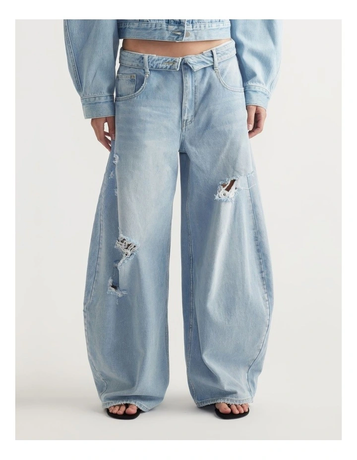 Indie Rolled Waist Ripped Jean image 3
