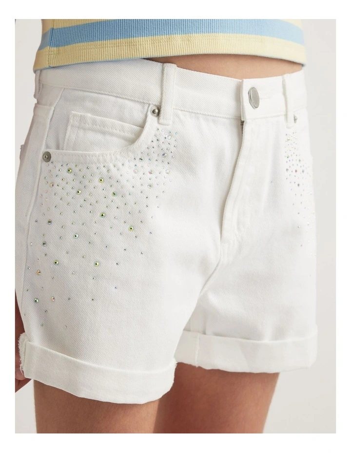 Girls Emma Crystal Denim Short image 3