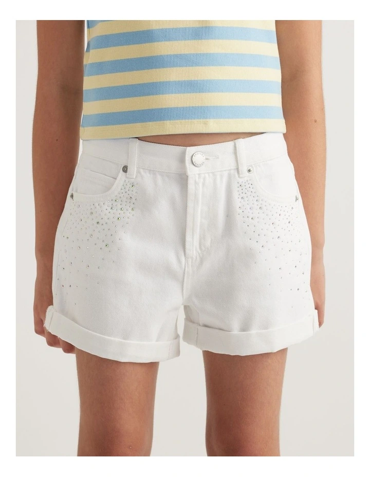 Girls Emma Crystal Denim Short image 4