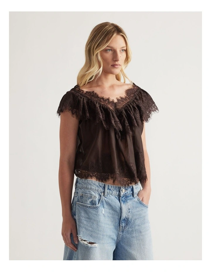Nina Lace Ruffle Top image 4