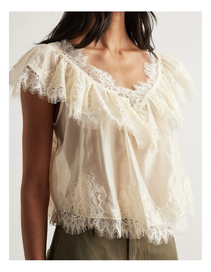 Nina Lace Ruffle Top image 3