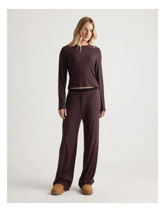 Sleep Ribbed Wide Leg Pants