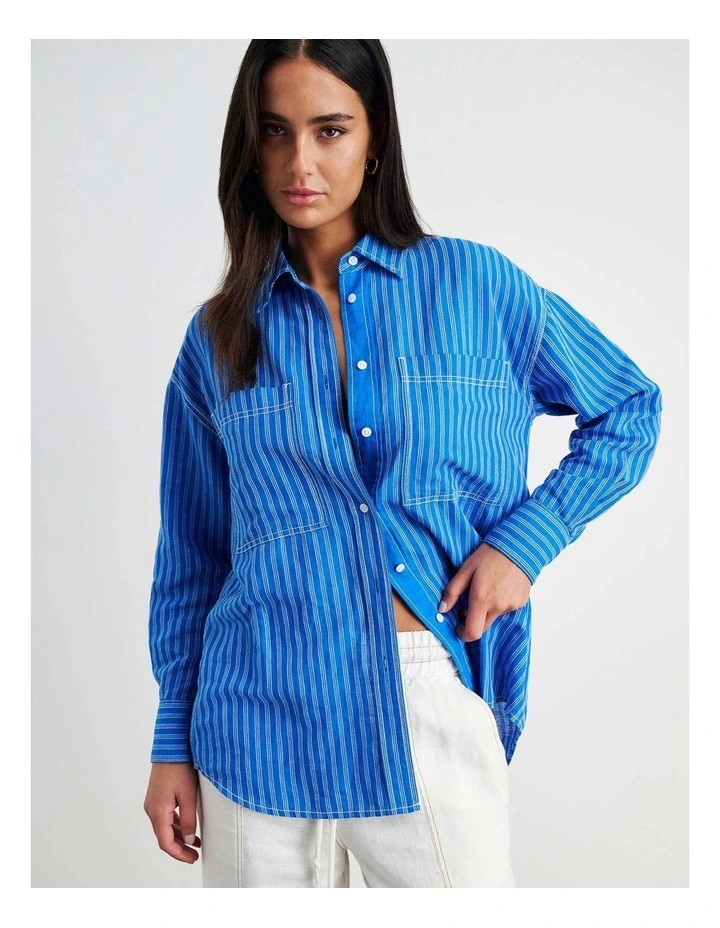 Winona Stripe Shirt in Blue image 7