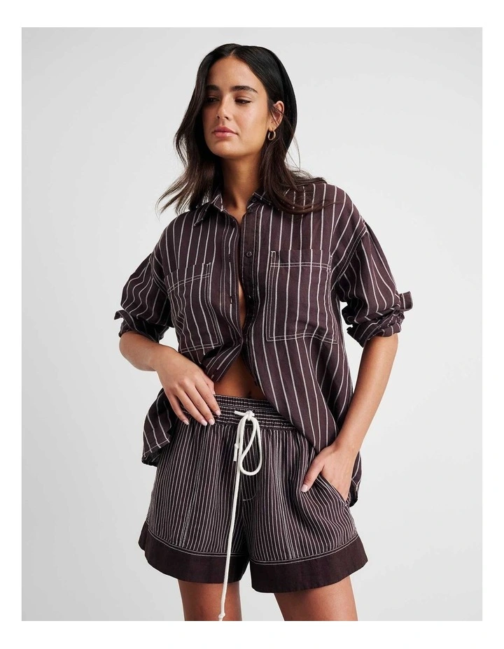 Winona Stripe Shirt in Brown image 1