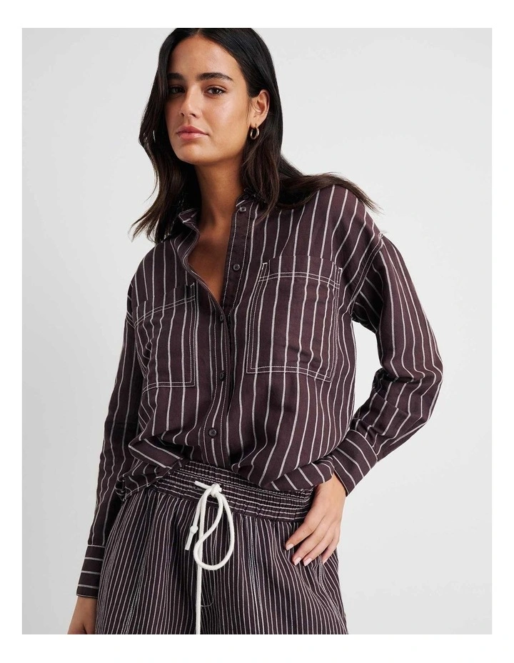 Winona Stripe Shirt in Brown image 6