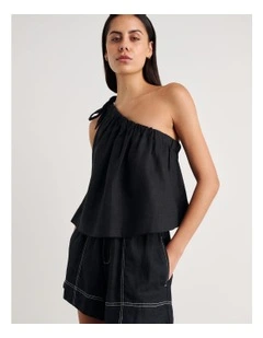 Ariel One Shoulder Linen Top