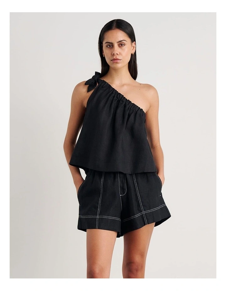 Ariel One Shoulder Linen Top image 3
