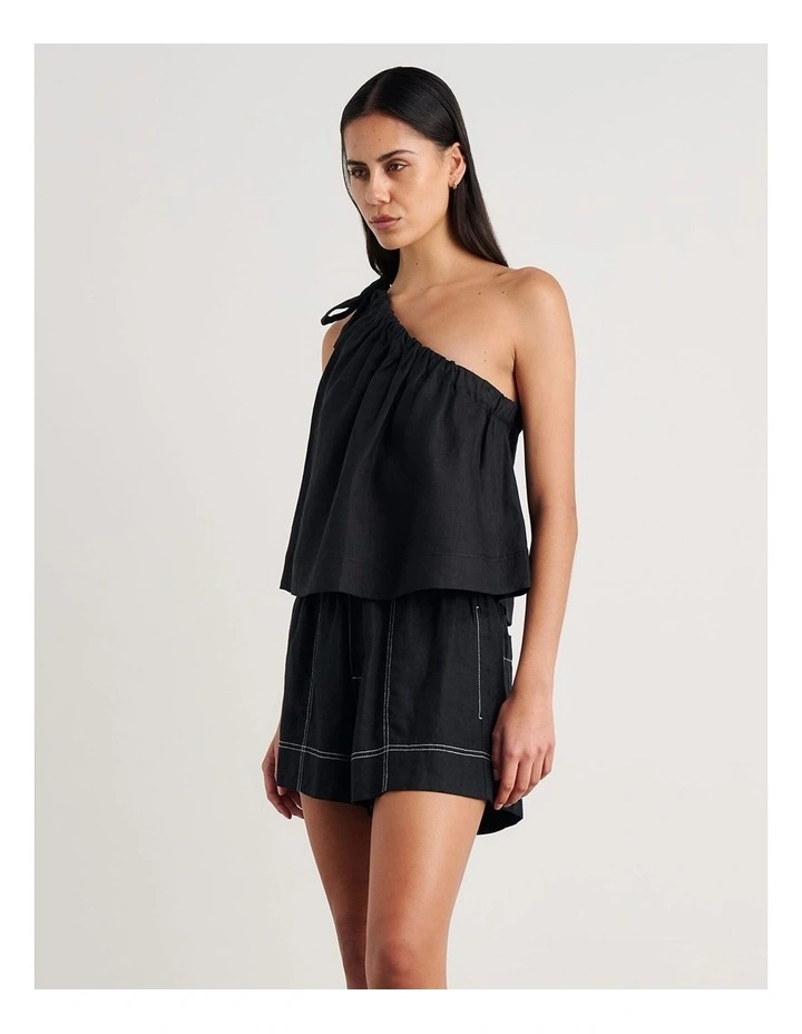 Ariel One Shoulder Linen Top image 4
