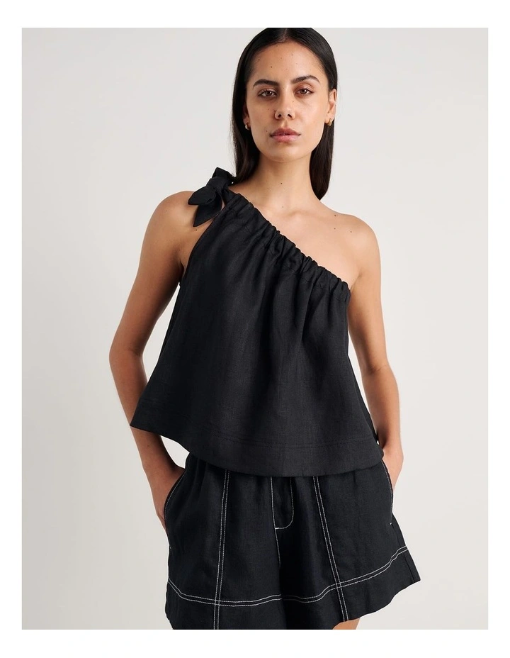 Ariel One Shoulder Linen Top image 6