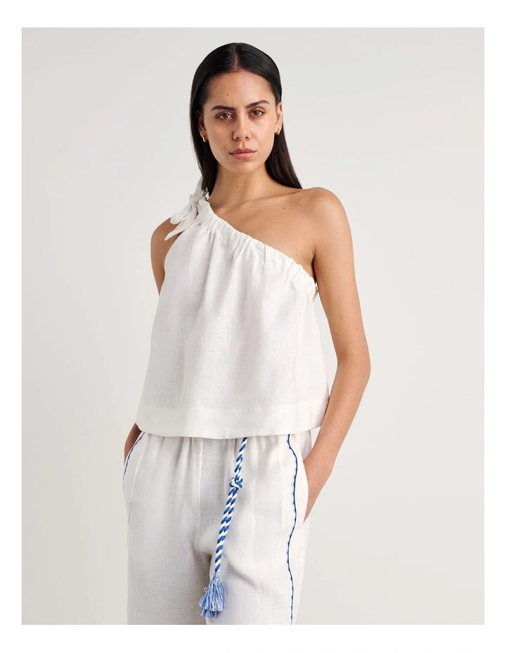 Ariel One Shoulder Linen Top image 1