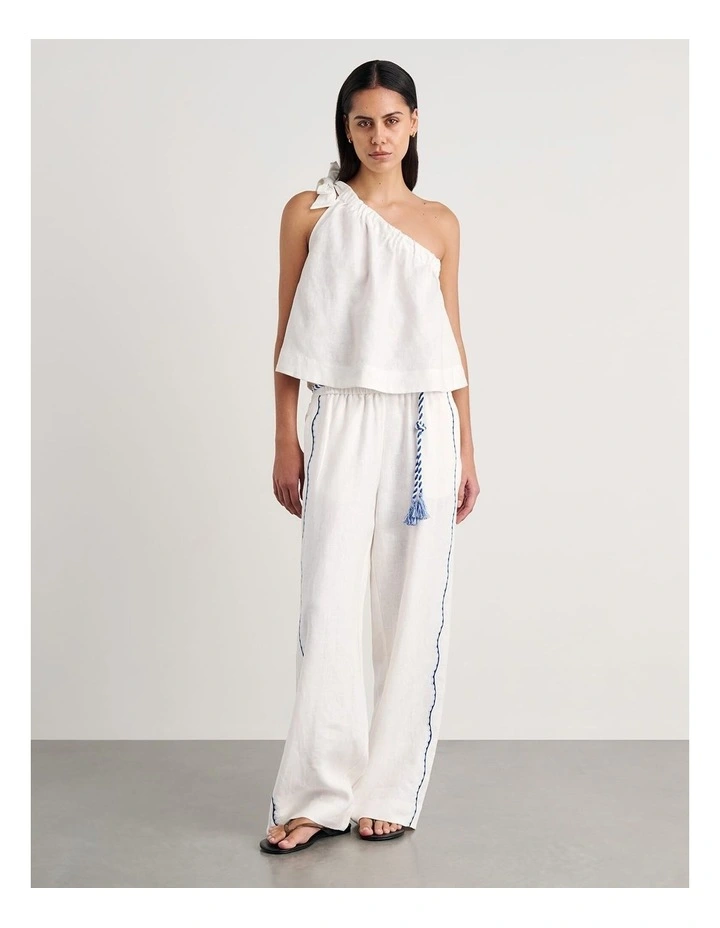 Ariel One Shoulder Linen Top image 4