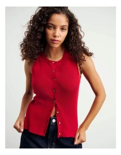 Selene Knit Vest in Red