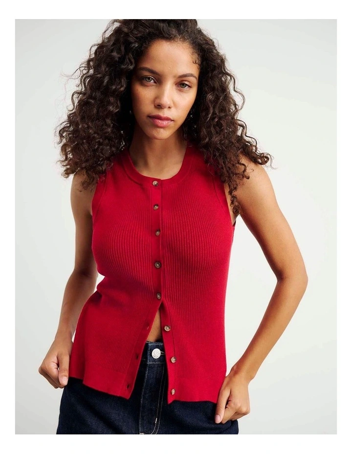 Selene Knit Vest in Red image 1