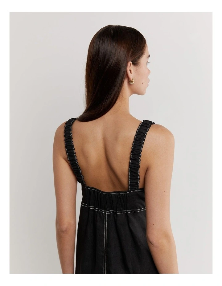 Sara Linen Midi Dress in Black image 4