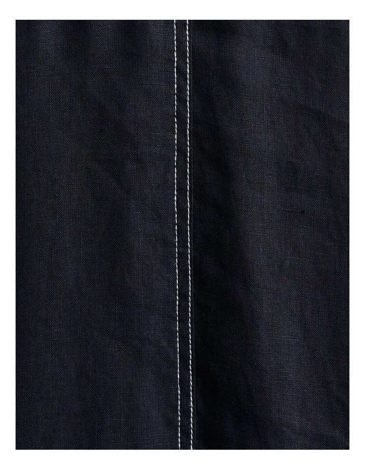 Sara Linen Midi Dress in Black image 7