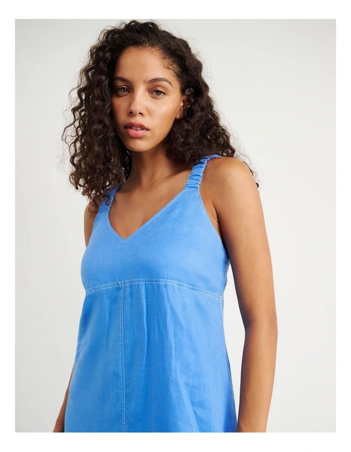 Sara Linen Midi Dress in Blue image 2