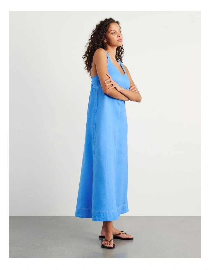 Sara Linen Midi Dress in Blue image 4