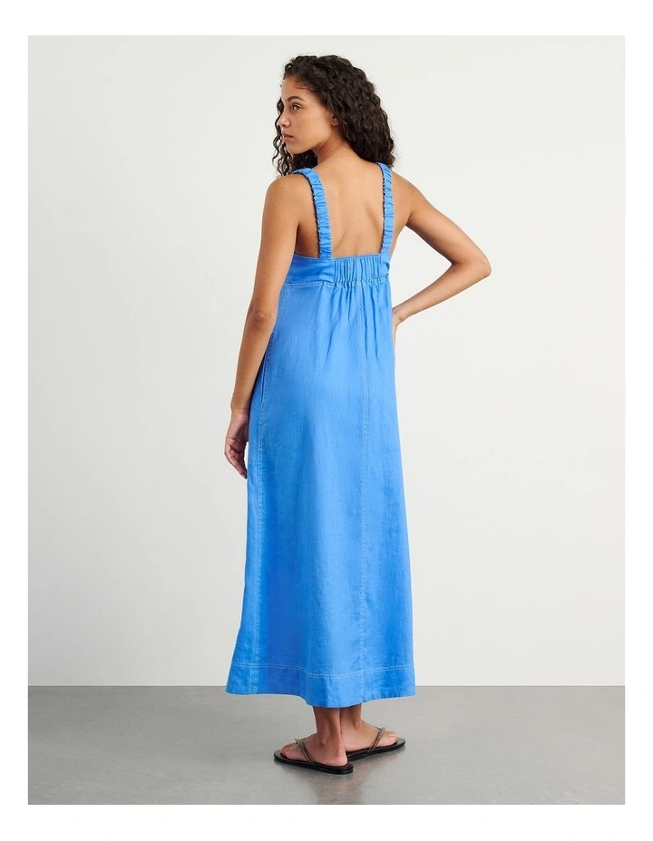 Sara Linen Midi Dress in Blue image 5