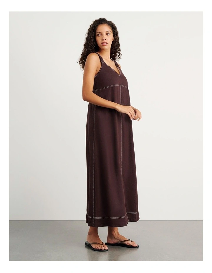 Sara Linen Midi Dress in Dark Chocolate image 4