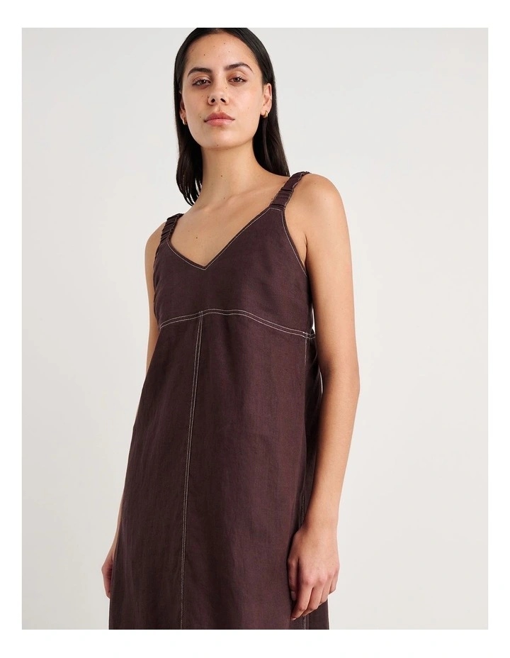 Sara Linen Midi Dress in Dark Chocolate image 4